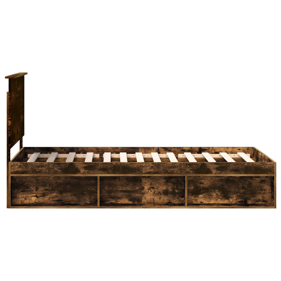 Bedframe Gerookt eiken 90 x 190 cm Massief grenenhout