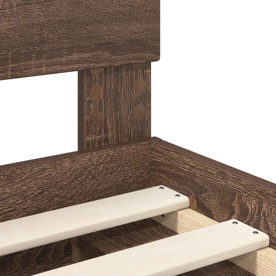 Bedframe Bruin Eiken 90 x 190 cm Massief grenenhout