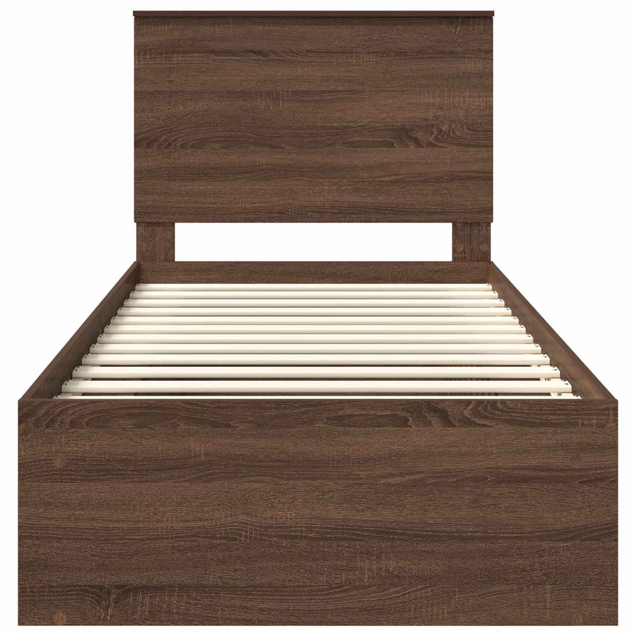 Bedframe Bruin Eiken 90 x 190 cm Massief grenenhout