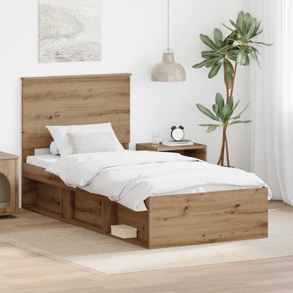 Bedframe Ambachtelijk eiken 90 x 190 cm Massief grenenhout