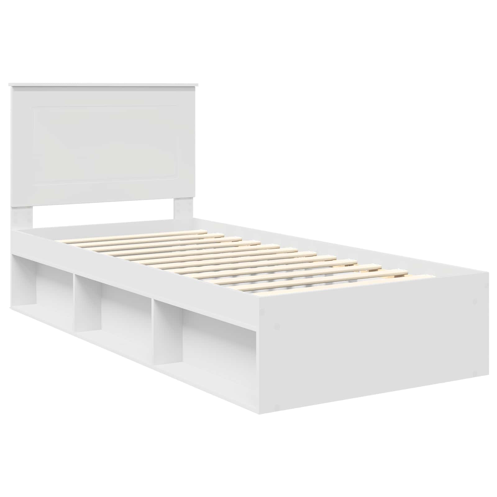 Bedframe met hoofdeinde Wit 90 x 200 cm Massief grenenhout