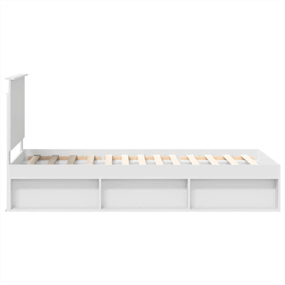 Bedframe met hoofdeinde Wit 90 x 200 cm Massief grenenhout