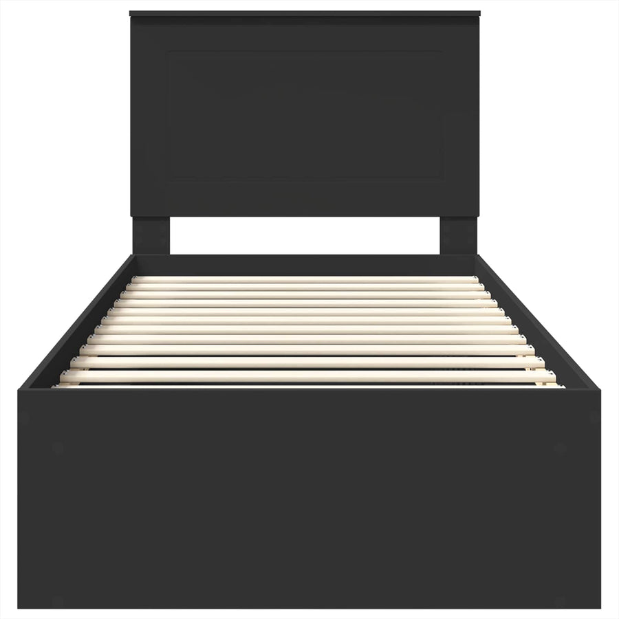 Bedframe met hoofdeinde Zwart 90 x 200 cm Massief grenenhout