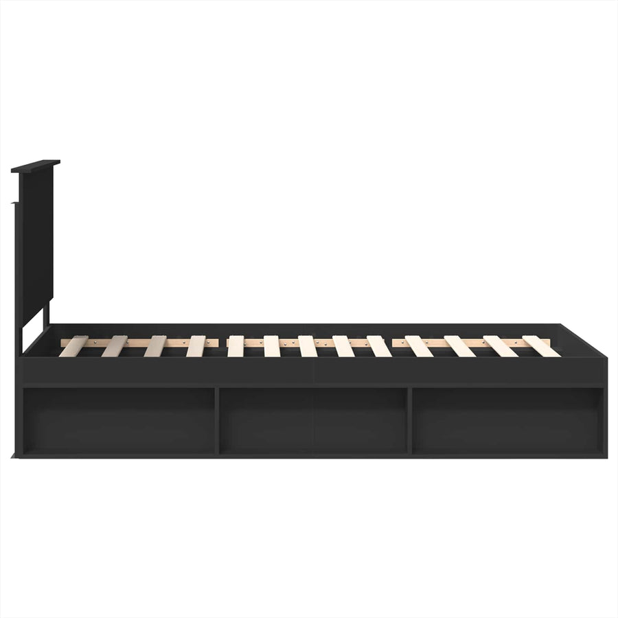 Bedframe met hoofdeinde Zwart 90 x 200 cm Massief grenenhout
