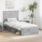Bedframe 90x200 cm massief grenenhout betongrijs