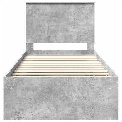 Bedframe Met Hoofdeinde Beton Massief Grenenhout Betongrijs 90 x 200 cm