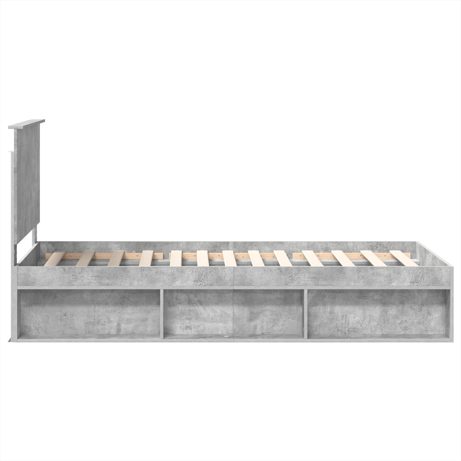 Bedframe Met Hoofdeinde Beton Massief Grenenhout Betongrijs 90 x 200 cm