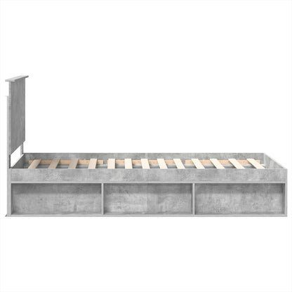 Bedframe Met Hoofdeinde Beton Massief Grenenhout Betongrijs 90 x 200 cm