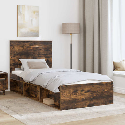Bedframe Gerookt eiken 90 x 200 cm Massief grenenhout