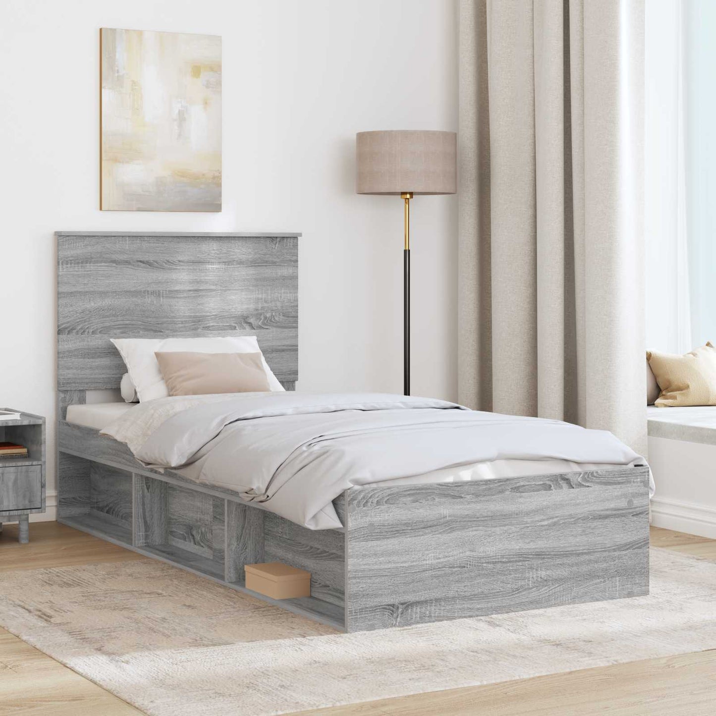 Bedframe Grijs Sonoma 90 x 200 cm Massief grenenhout