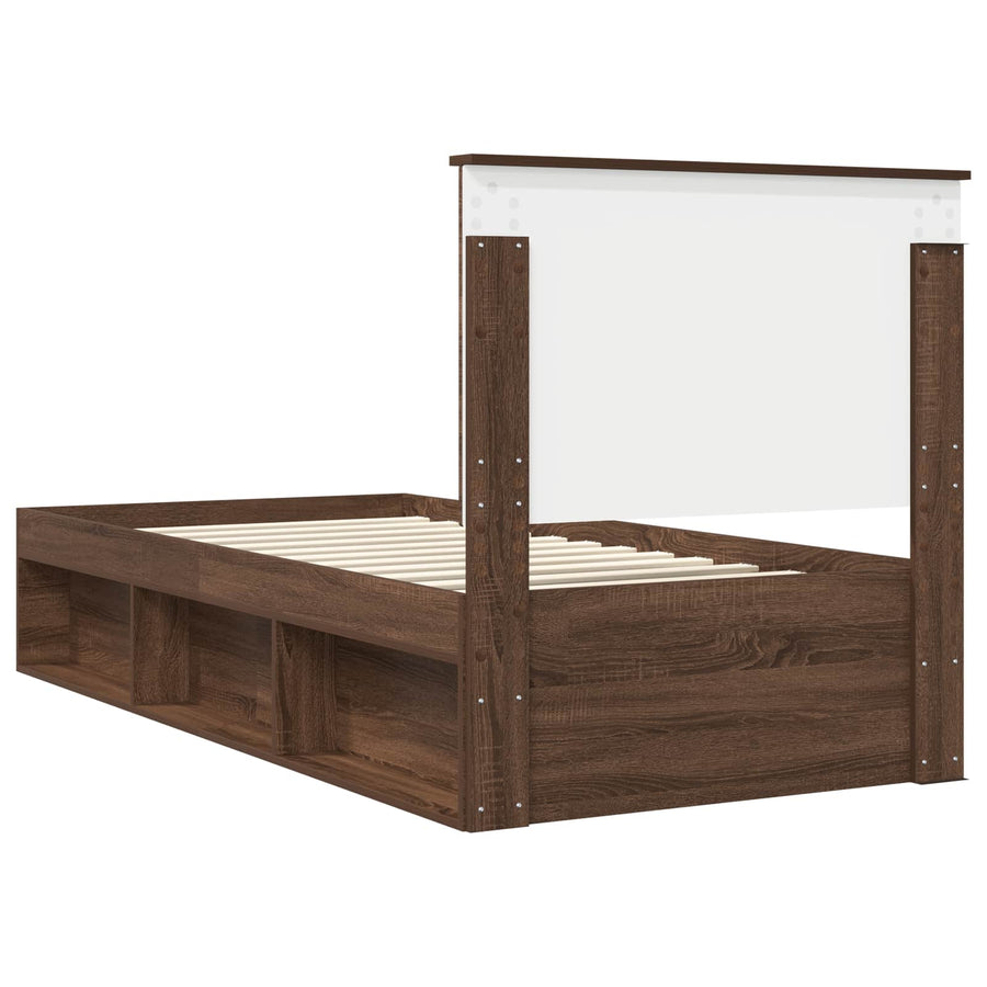 Bedframe Bruin Eiken 90 x 200 cm Massief grenenhout
