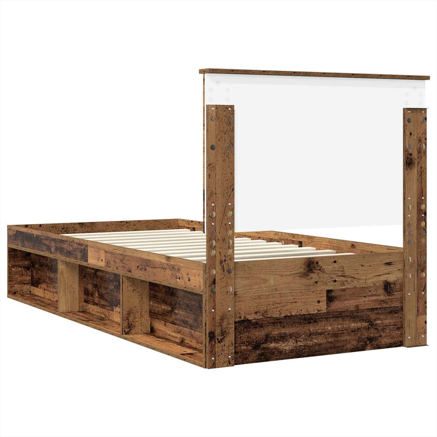 Bedframe met hoofdeinde Oudhout 90 x 200 cm Massief grenenhout