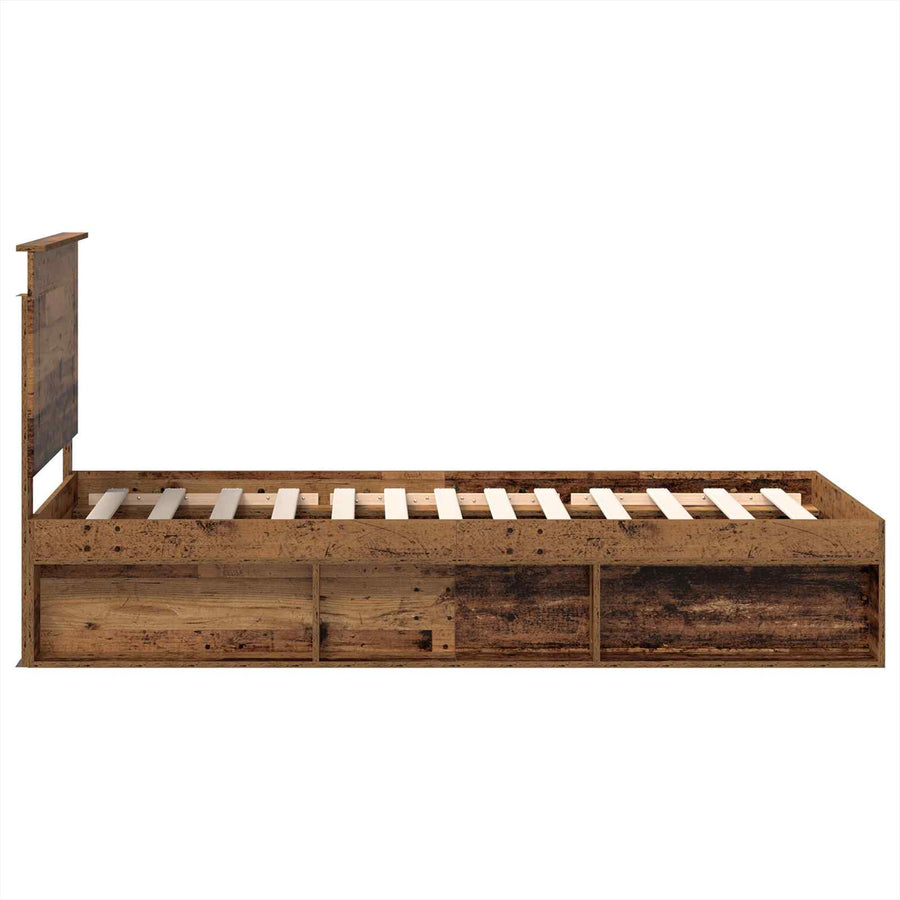 Bedframe met hoofdeinde Oudhout 90 x 200 cm Massief grenenhout