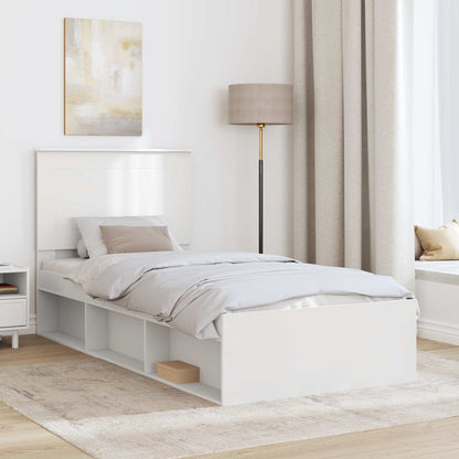 Bedframe met hoofdeinde Wit 75 x 190 cm Massief grenenhout