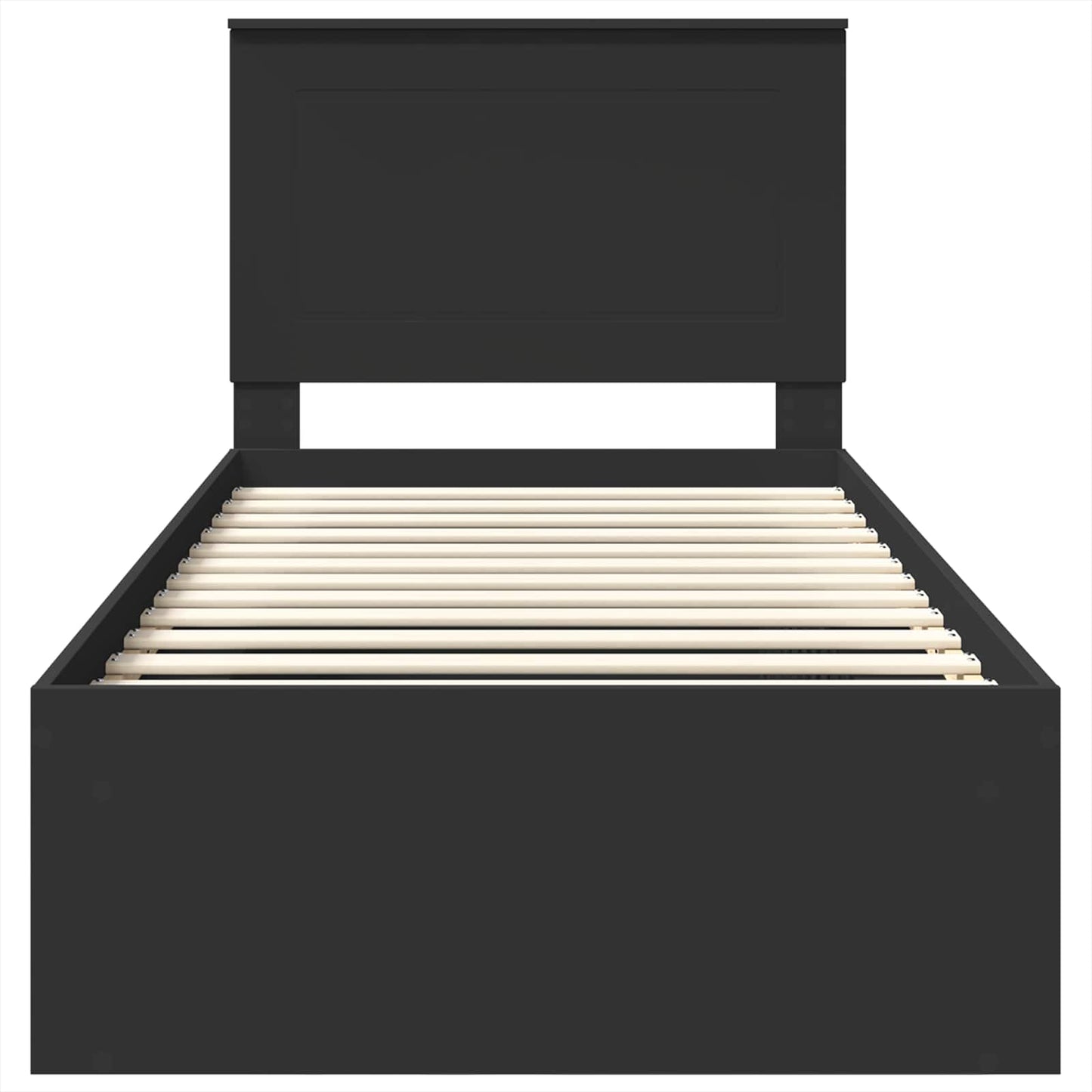 Bedframe met hoofdeinde Zwart 75 x 190 cm Massief grenenhout