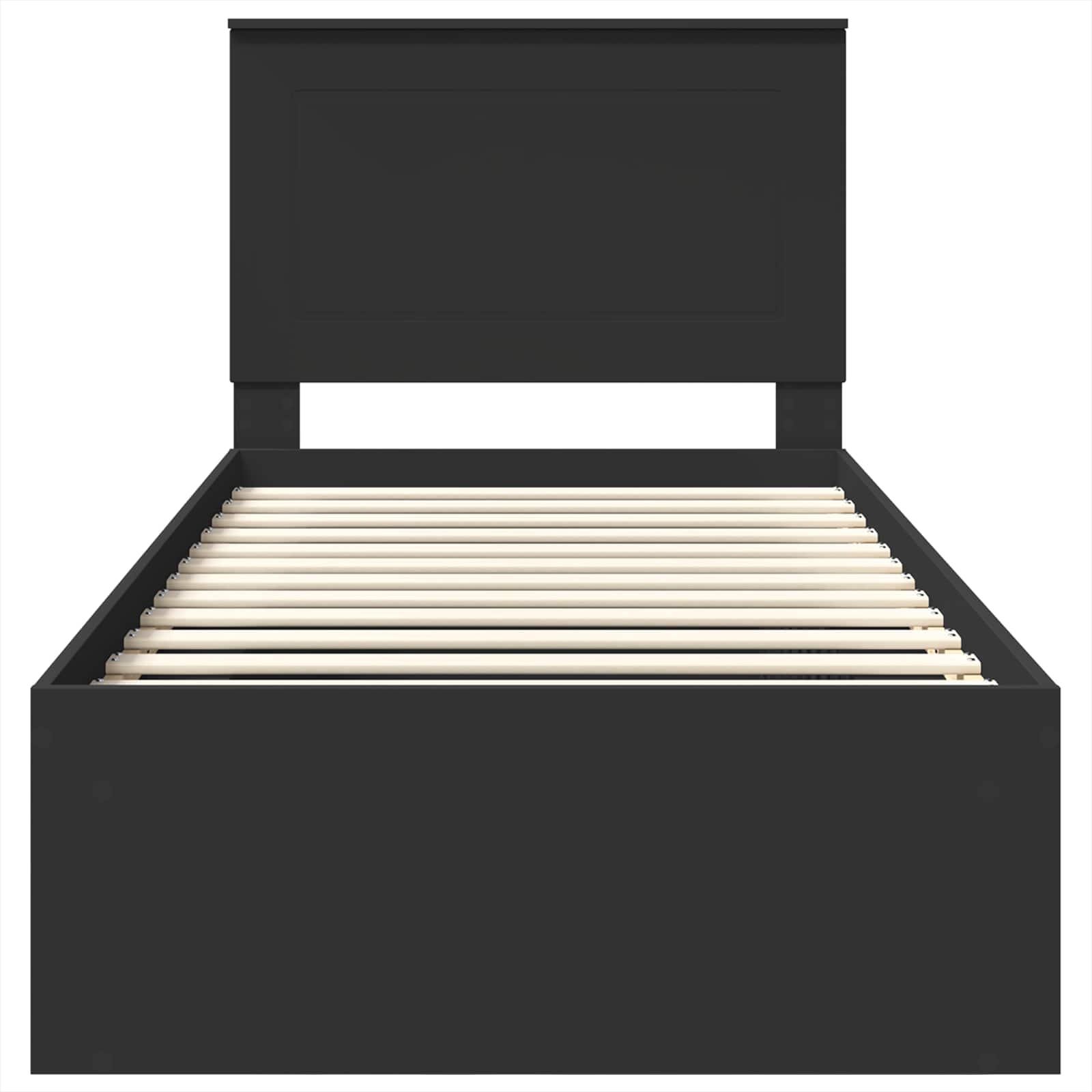 Bedframe met hoofdeinde Zwart 75 x 190 cm Massief grenenhout
