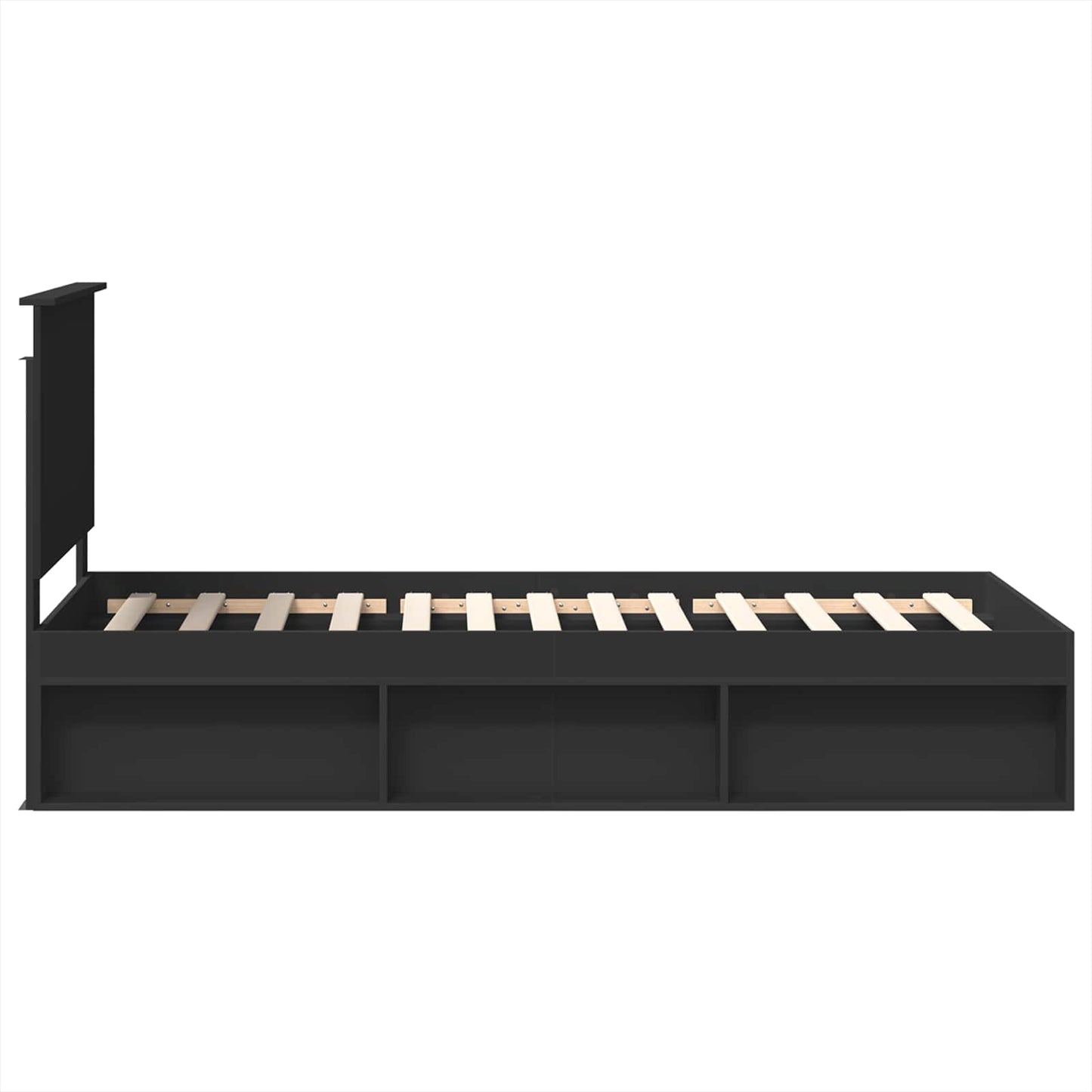 Bedframe met hoofdeinde Zwart 75 x 190 cm Massief grenenhout