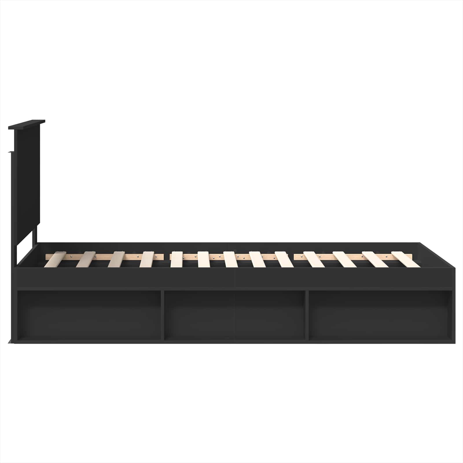 Bedframe met hoofdeinde Zwart 75 x 190 cm Massief grenenhout