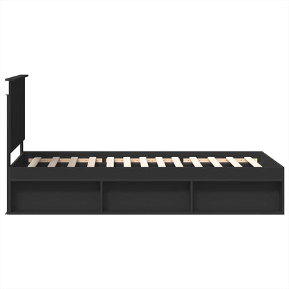 Bedframe met hoofdeinde Zwart 75 x 190 cm Massief grenenhout