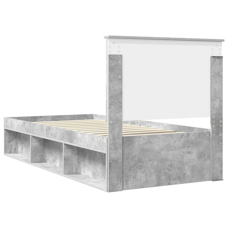 Bedframe Concerte Grijs 75 x 190 cm Massief grenenhout