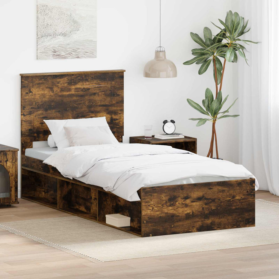 Bedframe Gerookt eiken 75 x 190 cm Massief grenenhout