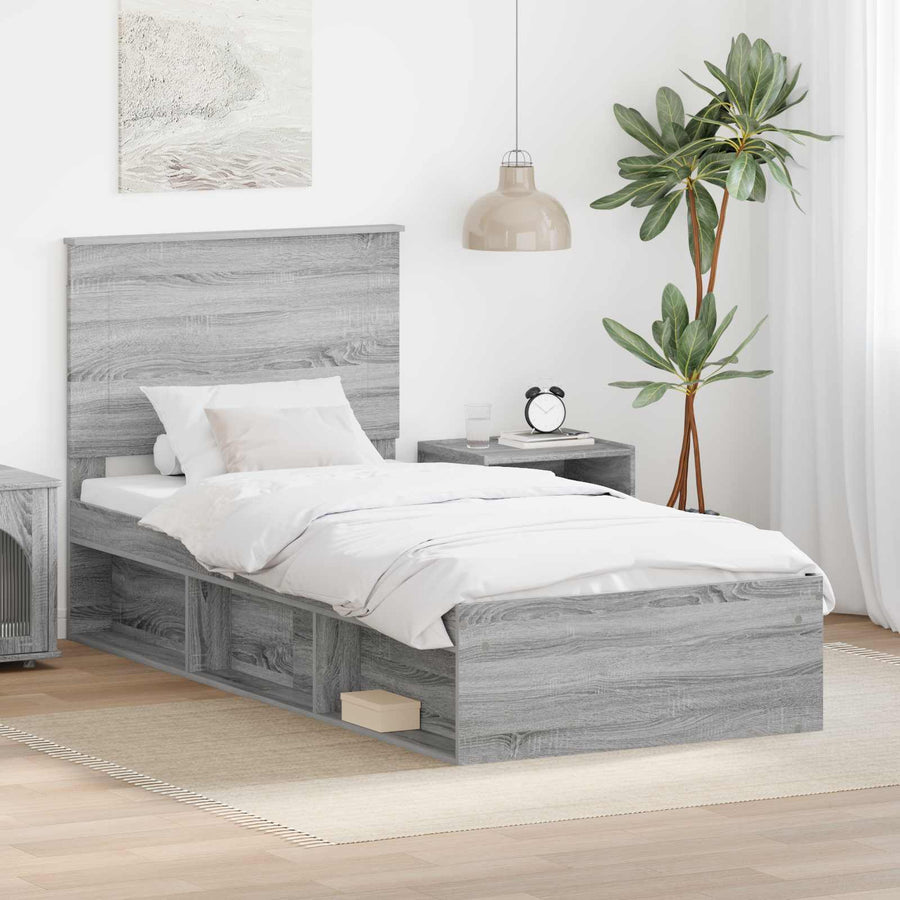 Bedframe Grijs Sonoma 75 x 190 cm Massief grenenhout