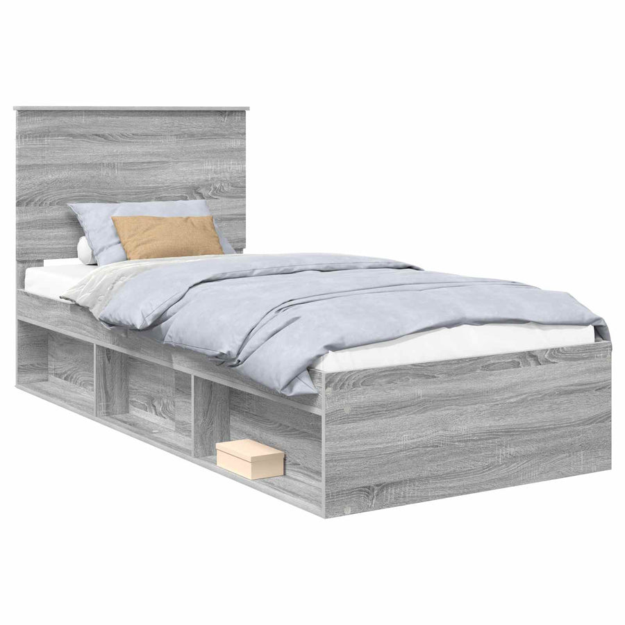 Bedframe Grijs Sonoma 75 x 190 cm Massief grenenhout