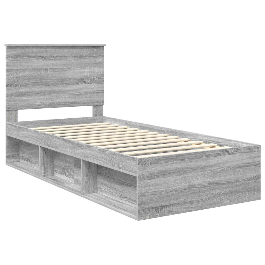 Bedframe Grijs Sonoma 75 x 190 cm Massief grenenhout
