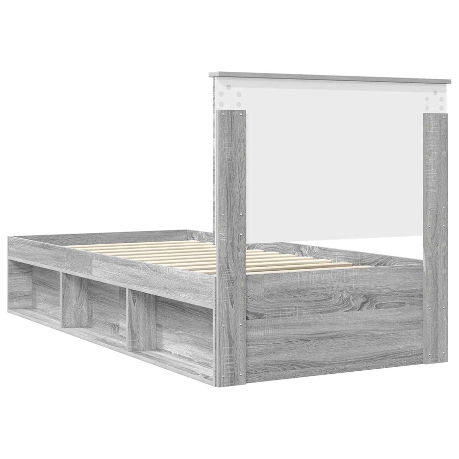Bedframe Grijs Sonoma 75 x 190 cm Massief grenenhout
