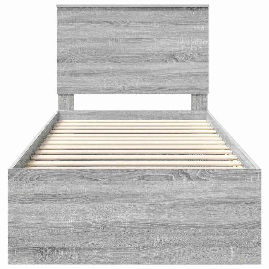 Bedframe Grijs Sonoma 75 x 190 cm Massief grenenhout