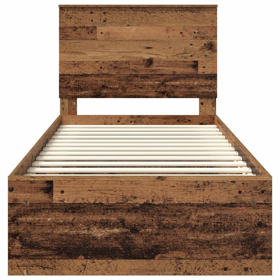 Bedframe met hoofdeinde Oudhout 75 x 190 cm Massief grenenhout