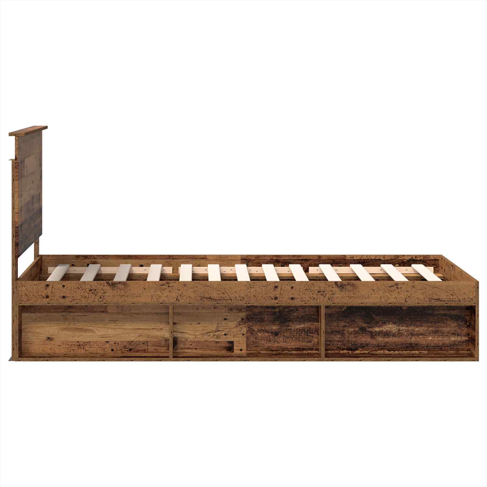 Bedframe met hoofdeinde Oudhout 75 x 190 cm Massief grenenhout