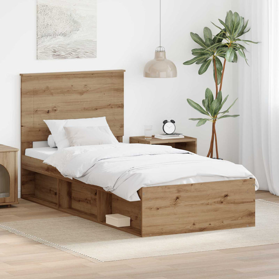 Bedframe Ambachtelijk eiken 75 x 190 cm Massief grenenhout