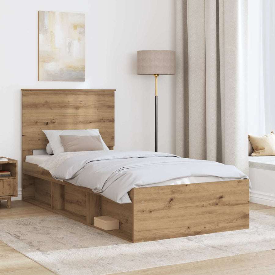 Bedframe Ambachtelijk eiken 75 x 190 cm Massief grenenhout