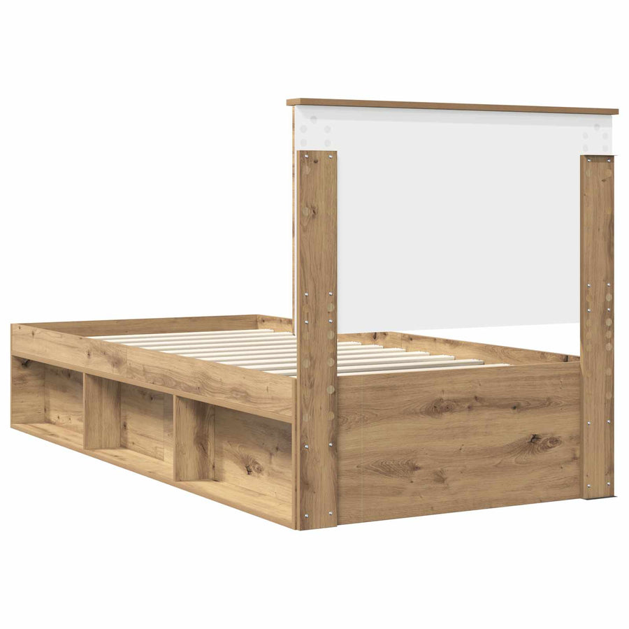 Bedframe Ambachtelijk eiken 75 x 190 cm Massief grenenhout
