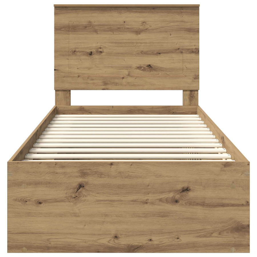 Bedframe Ambachtelijk eiken 75 x 190 cm Massief grenenhout