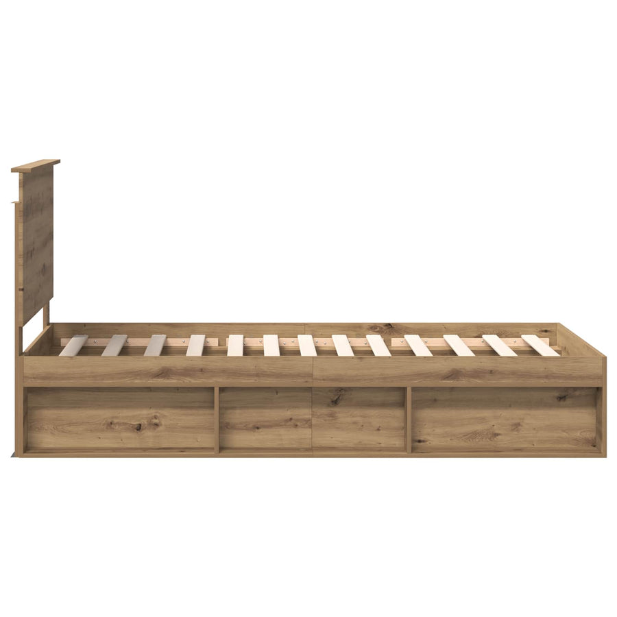 Bedframe Ambachtelijk eiken 75 x 190 cm Massief grenenhout
