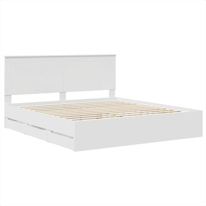 Bedframe met lade met opslag Wit 200 x 200 cm Ingenieurshout
