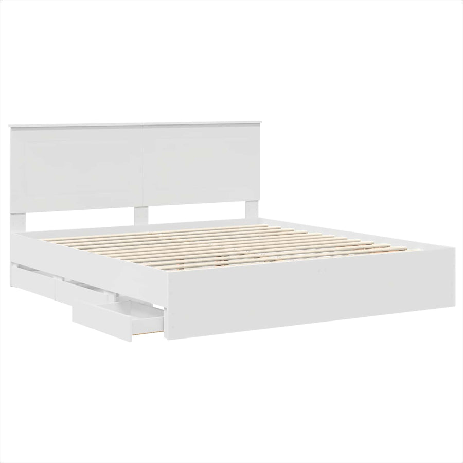 Bedframe met lade met opslag Wit 200 x 200 cm Ingenieurshout