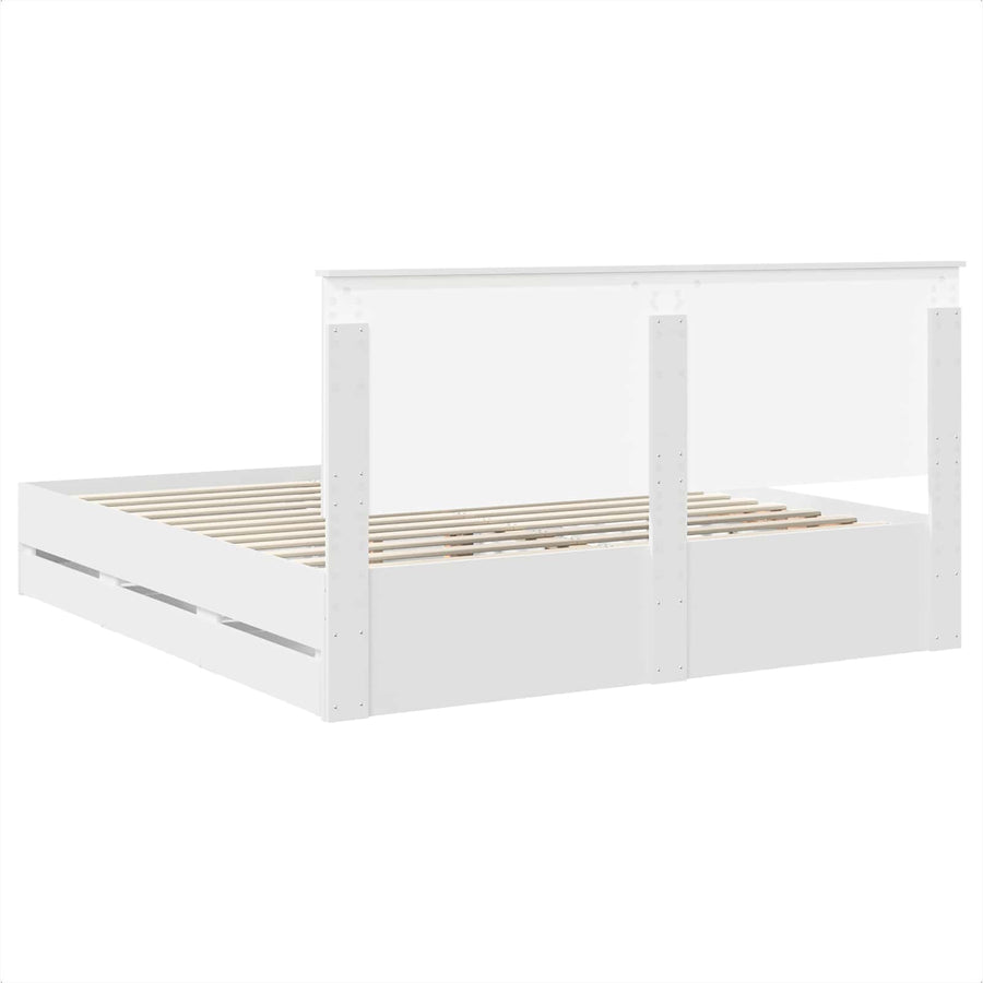 Bedframe met lade met opslag Wit 200 x 200 cm Ingenieurshout