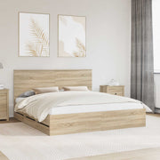 Bed frame with drawer Sonoma Oak 200 x 200 cm Engineered wood