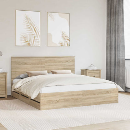 Bedframe met lade Sonoma Eiken 200 x 200 cm Ingenieurshout