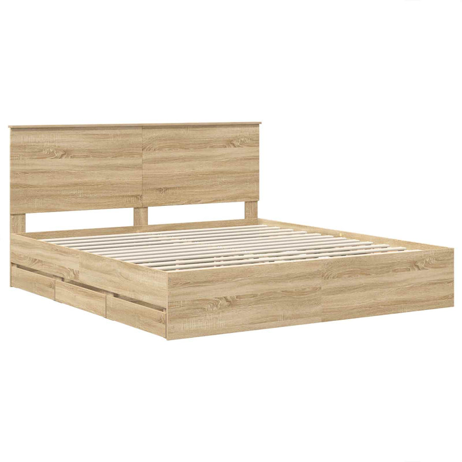 Bedframe met lade Sonoma Eiken 200 x 200 cm Ingenieurshout