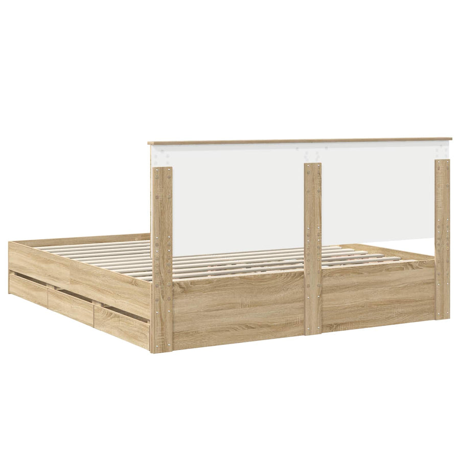 Bedframe met lade Sonoma Eiken 200 x 200 cm Ingenieurshout