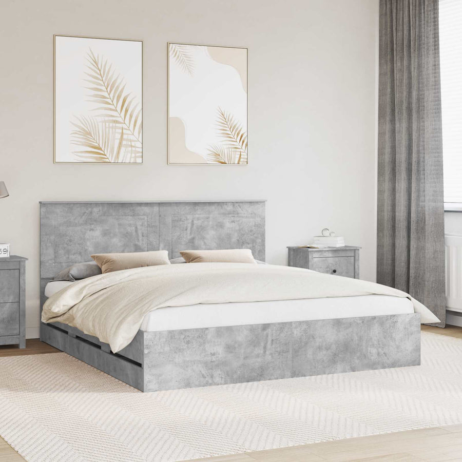 Bedframe met lade Beton Grijs 200 x 200 cm Ingenieurshout