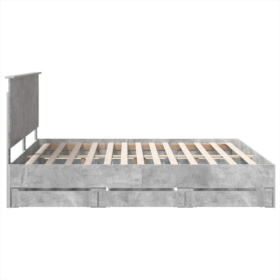 Bedframe met lade Beton Grijs 200 x 200 cm Ingenieurshout