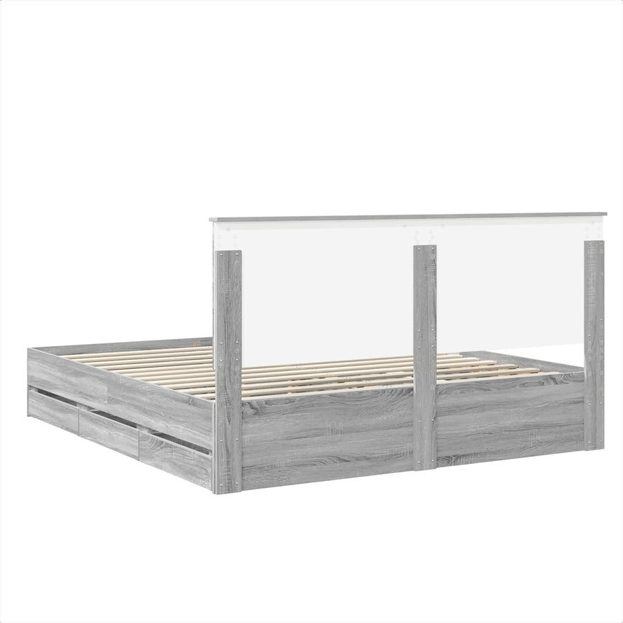 Bedframe met lade Grijs Sonoma 200 x 200 cm Ingenieurshout