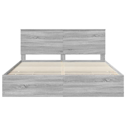 Bedframe met lade Grijs Sonoma 200 x 200 cm Ingenieurshout