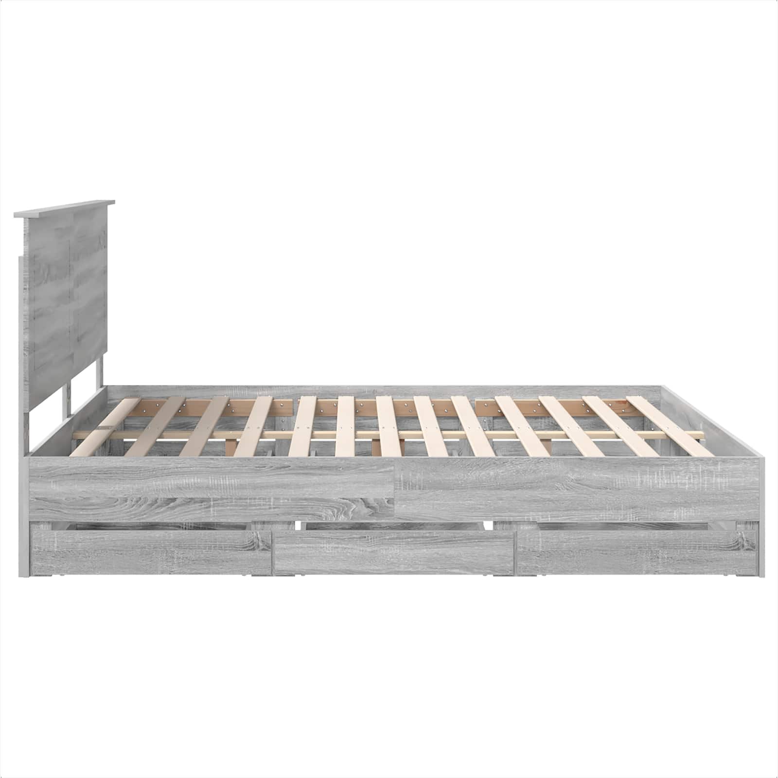 Bedframe met lade Grijs Sonoma 200 x 200 cm Ingenieurshout