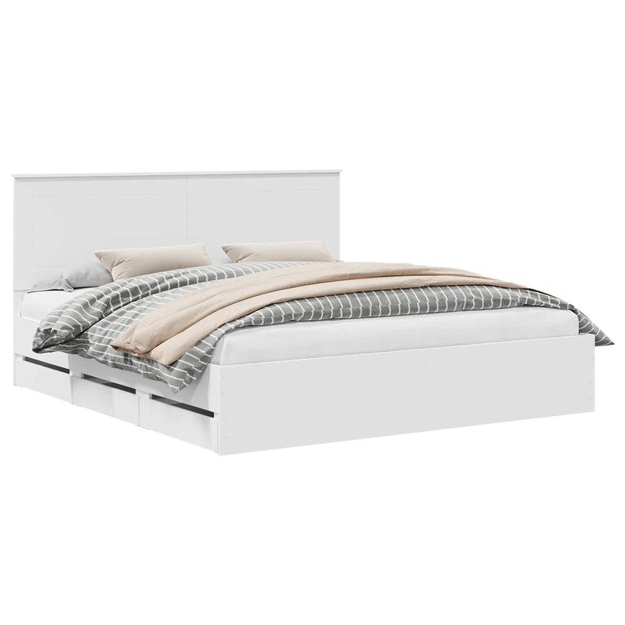 Bedframe met lade met opslag Wit 180 x 200 cm Ingenieurshout